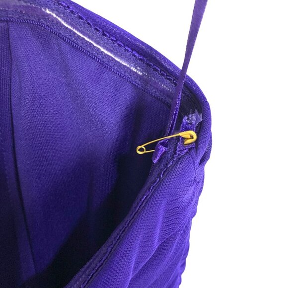 Blondie Nites Purple Chiffon Pleated Jeweled Strapless Cocktail Dress 3 Prom - Picture 8 of 12